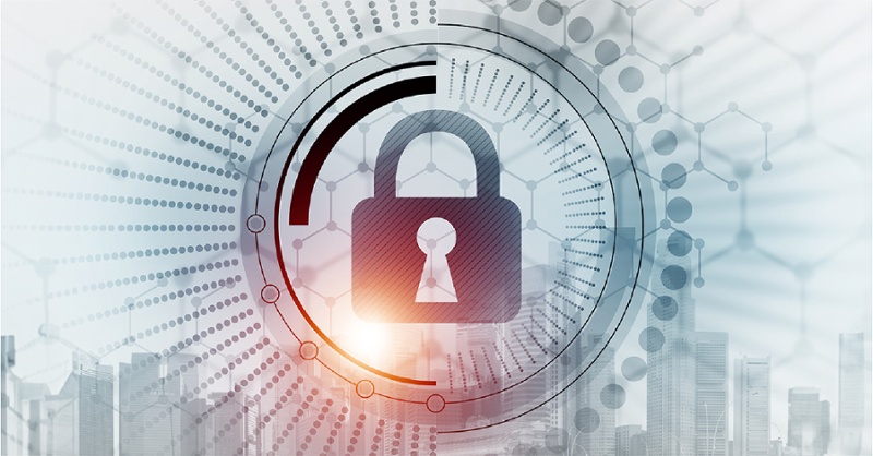 A digital padlock that symbolizes end-to-end encryption protocol