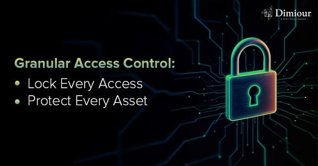 Granular Access Control header with a glowing lock icon and text: ‘Lock Every Access, Protect Every Asset.